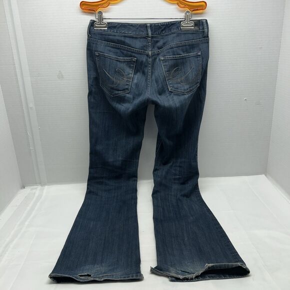Express Stella Bootcut Jeans Women Sz 4 L Mid Rise Blue Stretch Dark Wash - Picture 7 of 12